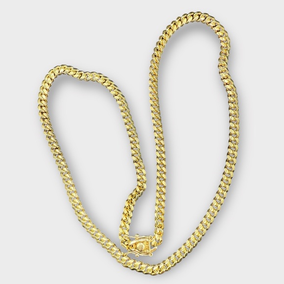 20” Gold Plated Silver Miami Cuban Link Chain Necklace with Box Lock